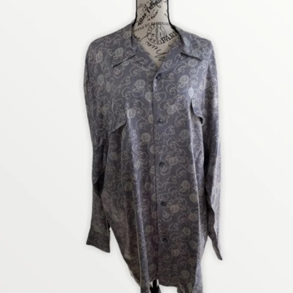 Visitor 100% silk men's Oriental style shirt